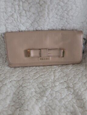 Prada Blush Pink Leather Bow Clutch